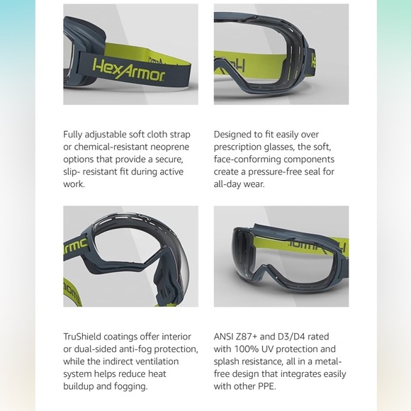 HexArmor Safety Goggles with Strap NWT - Picture 14 of 14